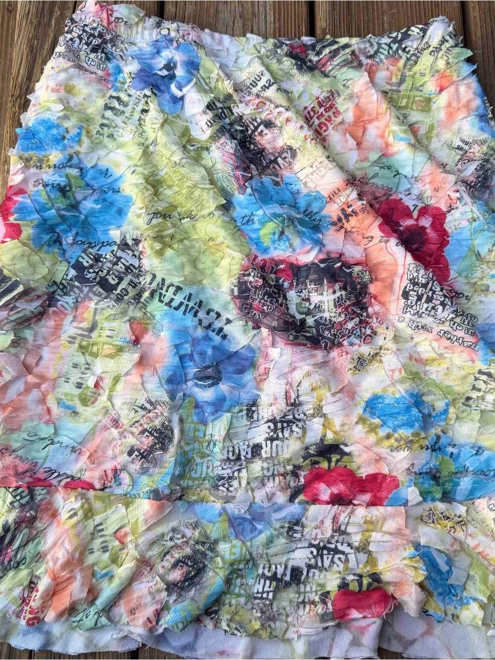 Sno Skins Textured Floral Abstract Mesh Pull On Skirt Made USA M